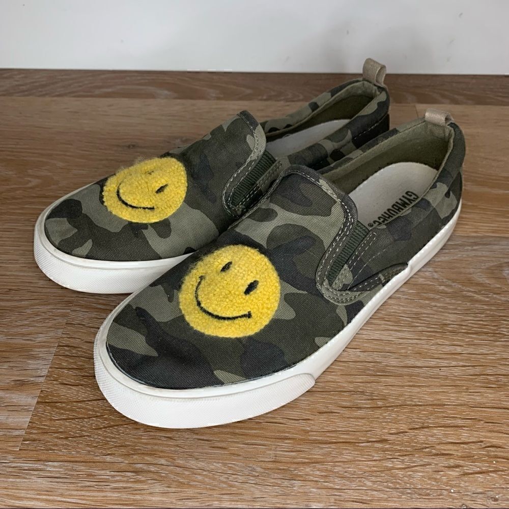 Gymboree Kids Unisex Size 4 Camo Smile Slip On Sneakers